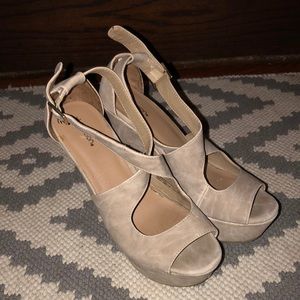 Xhilaration Tan Soft Pleather Wedge Sandals
